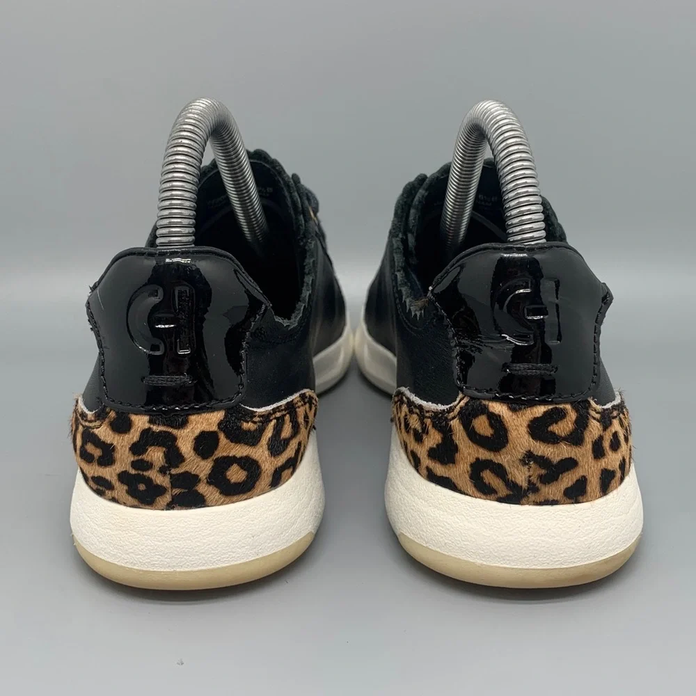 Cole Haan Grand.OS Leopard Heel Black Leather Shoes W20673 Women’s Sz‎ 6.5B